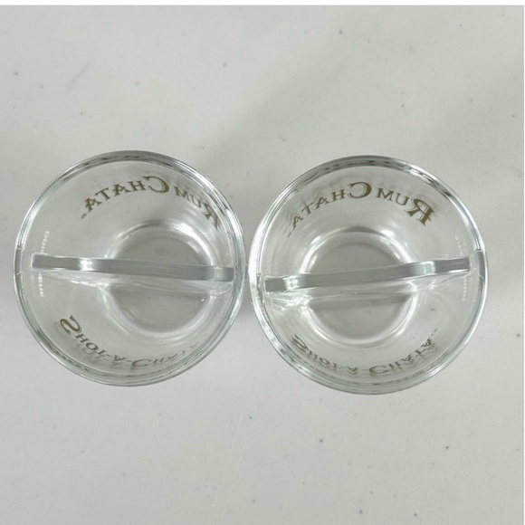 Rum Chata Shot-A-Chata Split Serve Shot Glass Set of 2 Bar Divided Drink Glasses - Picture 2 of 6